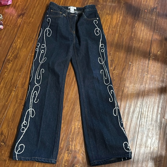 Spiegel High Waist Sequin swirl leg‎ Design Jeans Size 6 - Picture 2 of 8